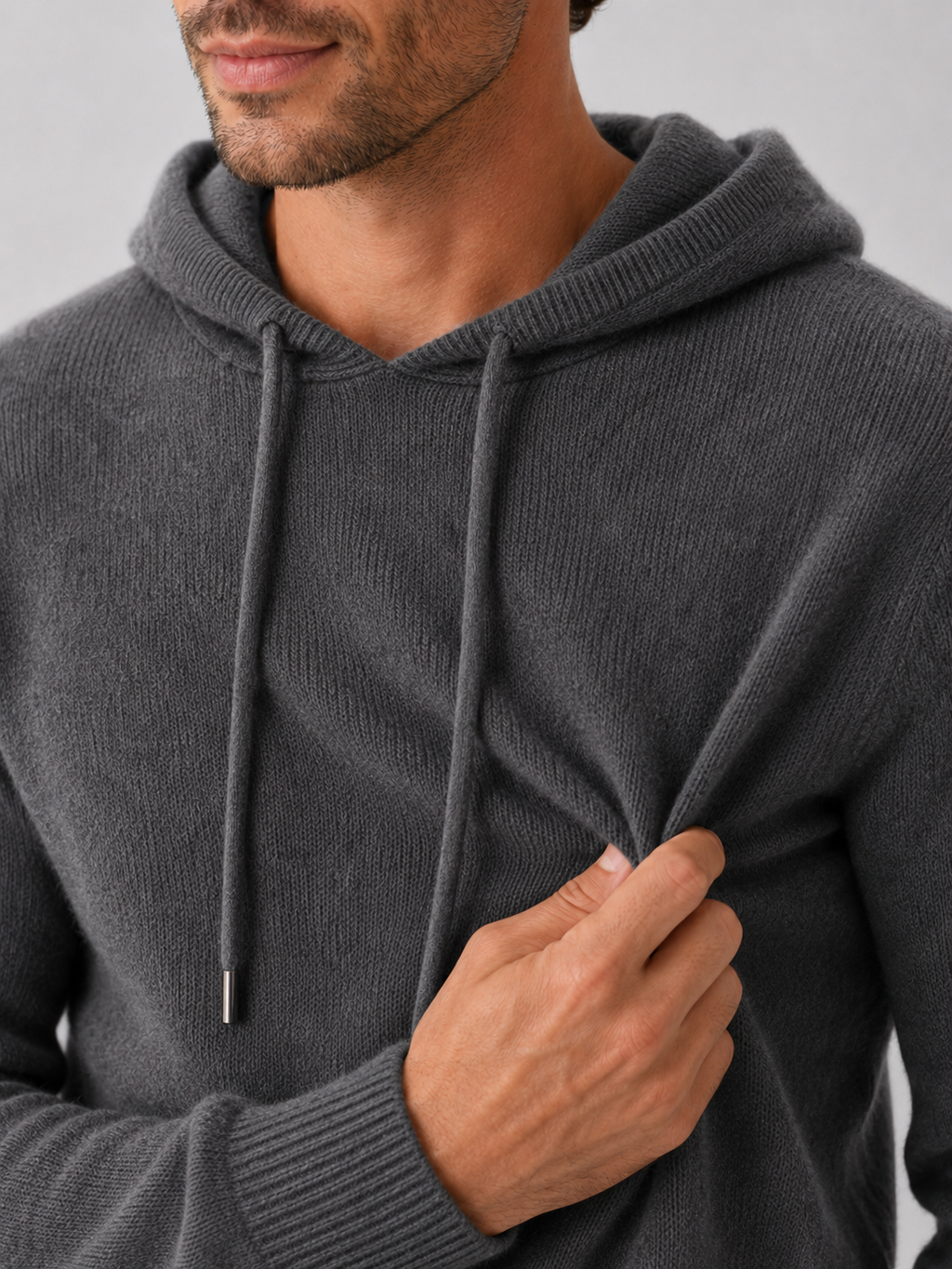 Men's Grey Hooded Sweatshirt in Dark Gray