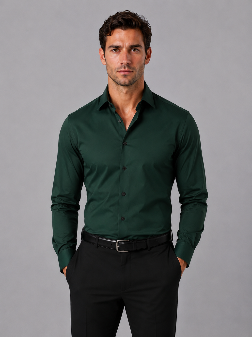 Men's Long Sleeve Shirt in Dark Green