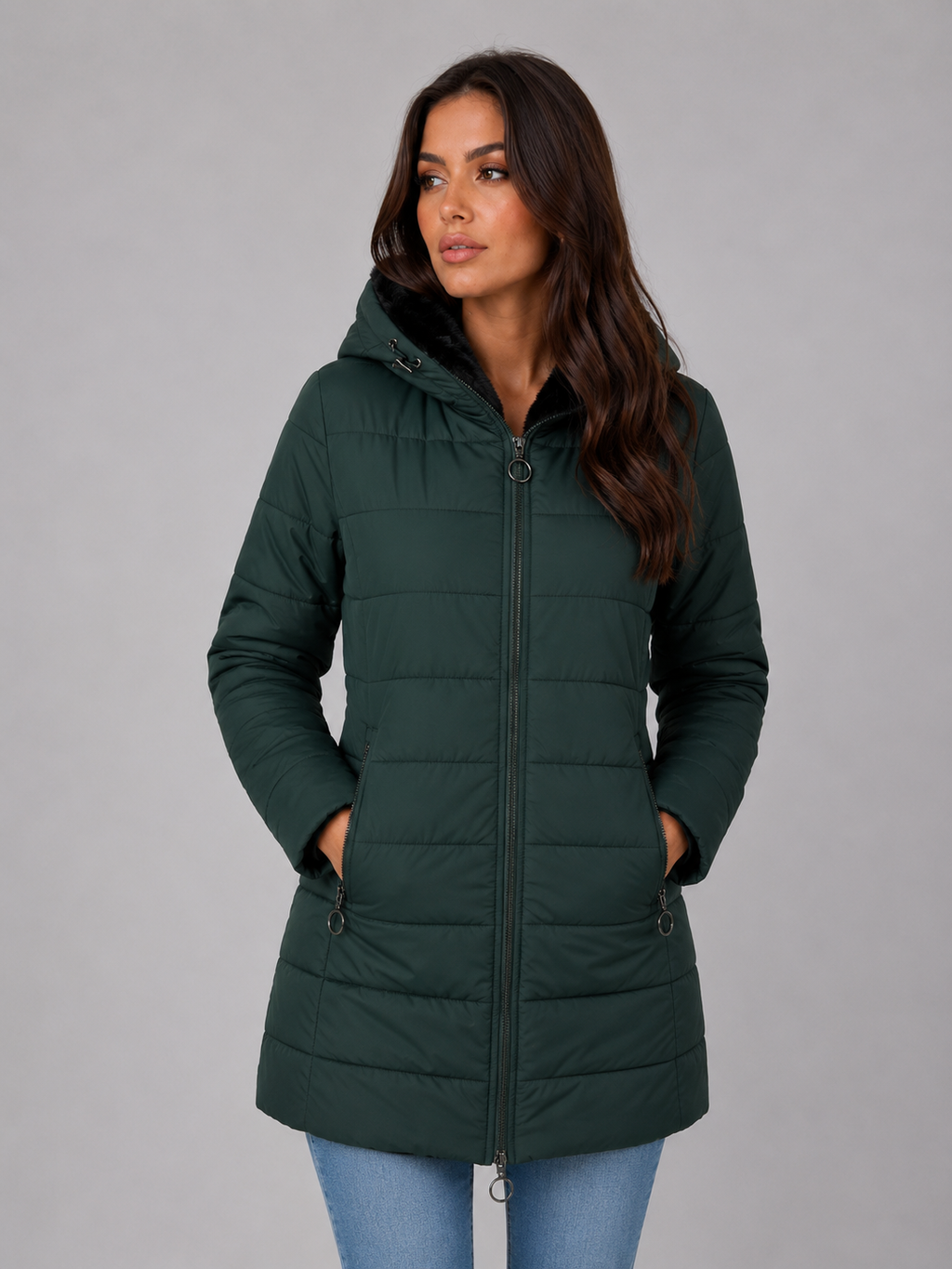 Puffer Jacket in Dark Green