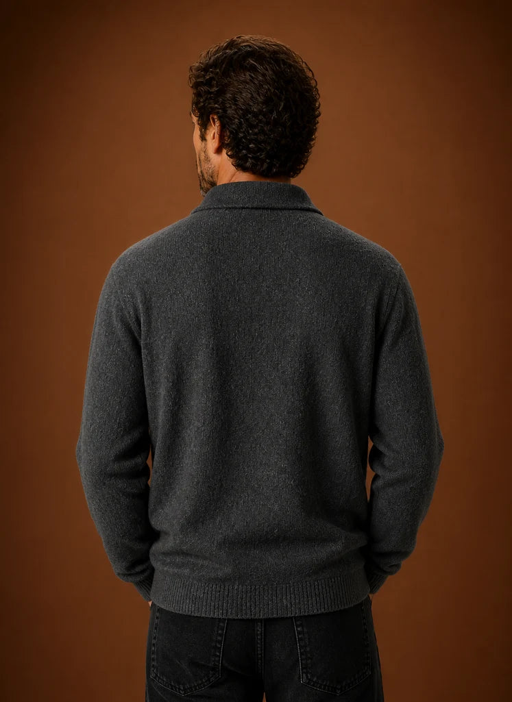 Men’s Long Sleeve Knit Polo Sweater | Nero & Luya
