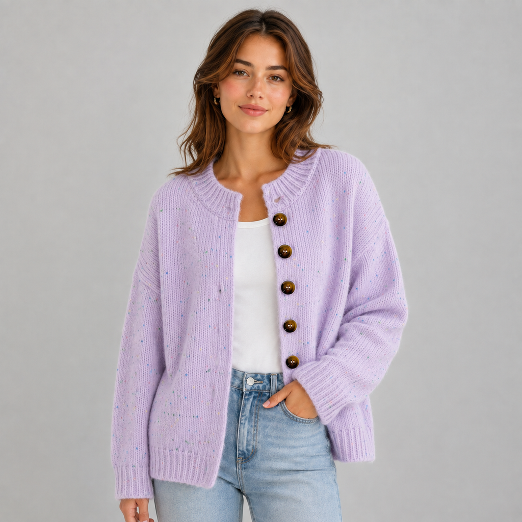 Cardigan in Dark Purple Lavender