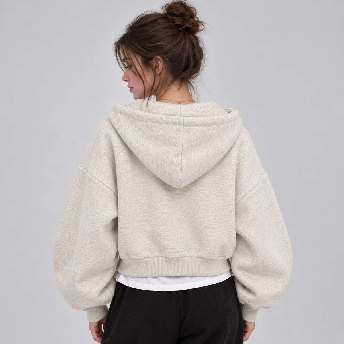 Hoodie in Flower Gray