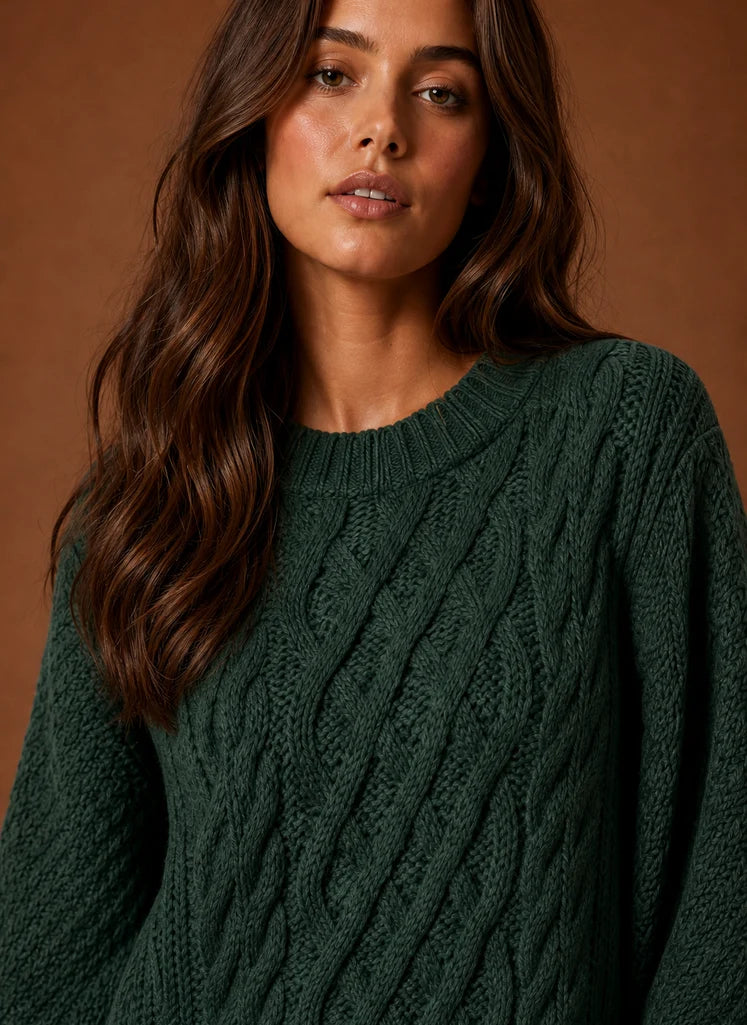 Women's Oversized Cable Knit Sweater Dress | Nero & Luya