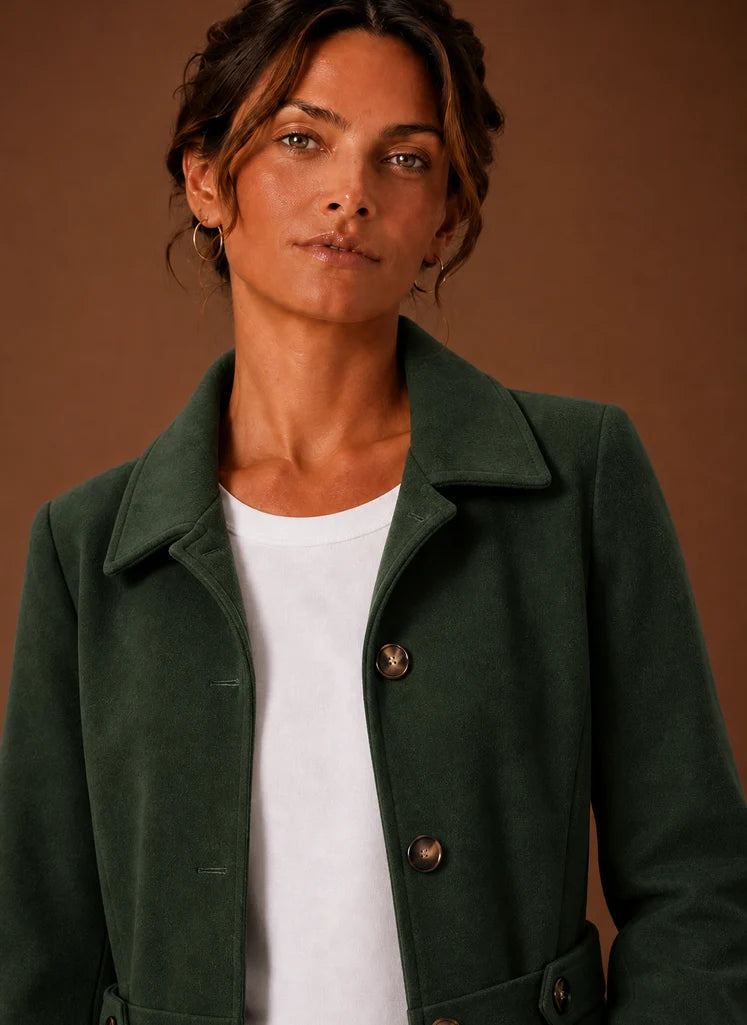 Women's Trench Coat - Mid-Length Button Front Jacket | Nero & Luya