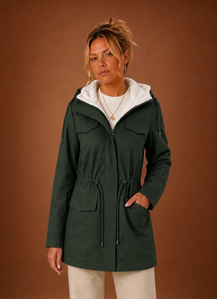 Women's Parka Jacket - Hooded Fleece-Lined Long Winter Coat | Nero & Luya