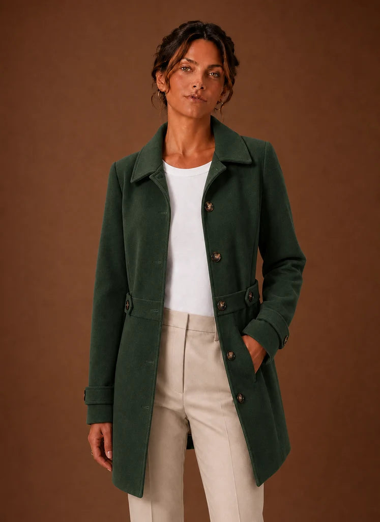 Women's Trench Coat - Mid-Length Button Front Jacket | Nero & Luya