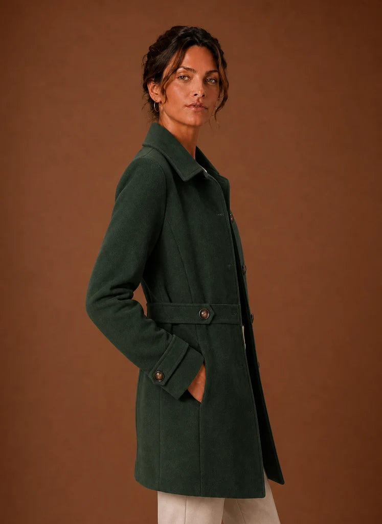 Women's Trench Coat - Mid-Length Button Front Jacket | Nero & Luya