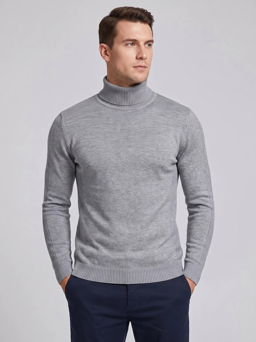 Men's Turtleneck Sweater in Gray