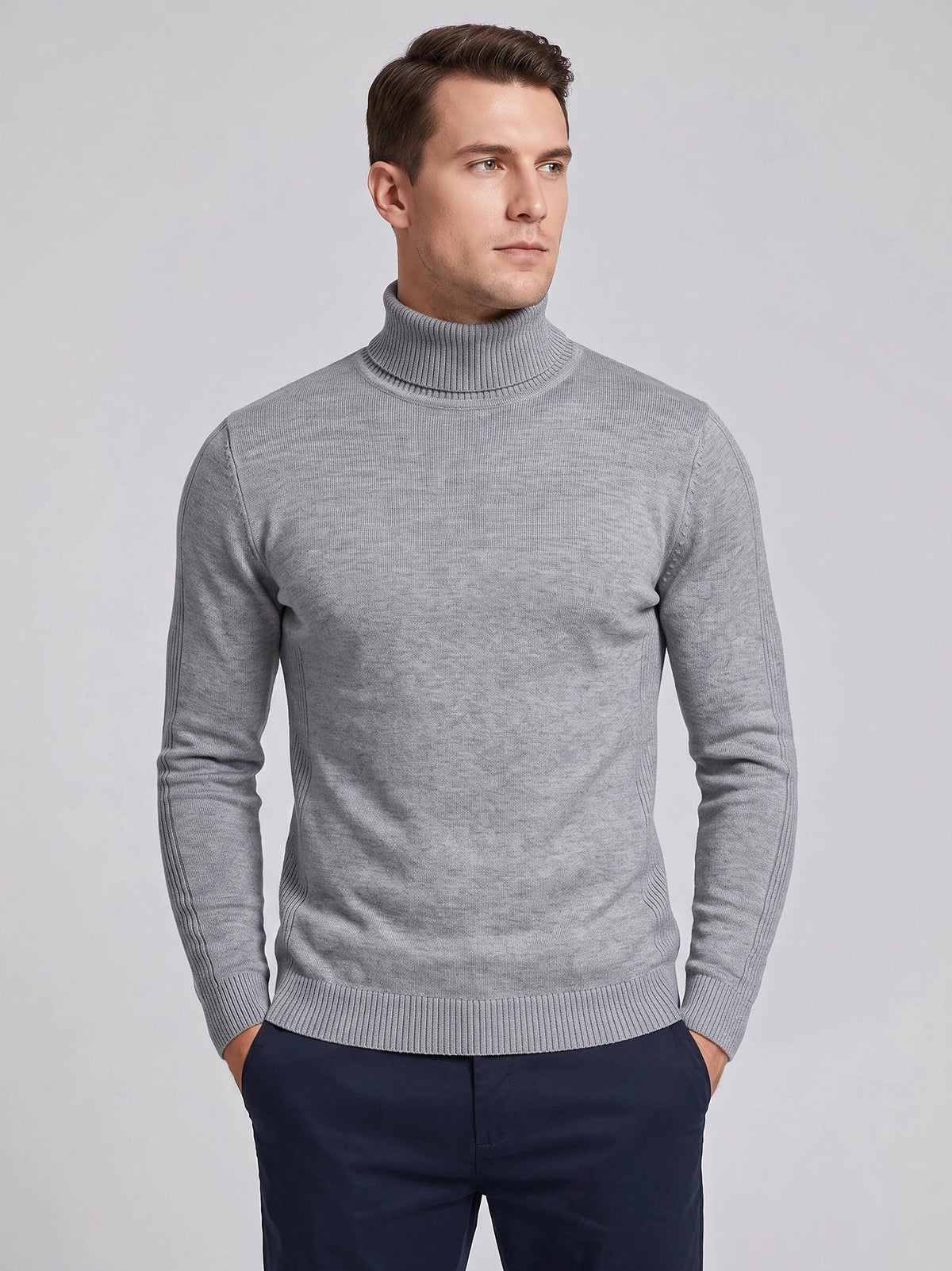 Men's Turtleneck Sweater in Gray