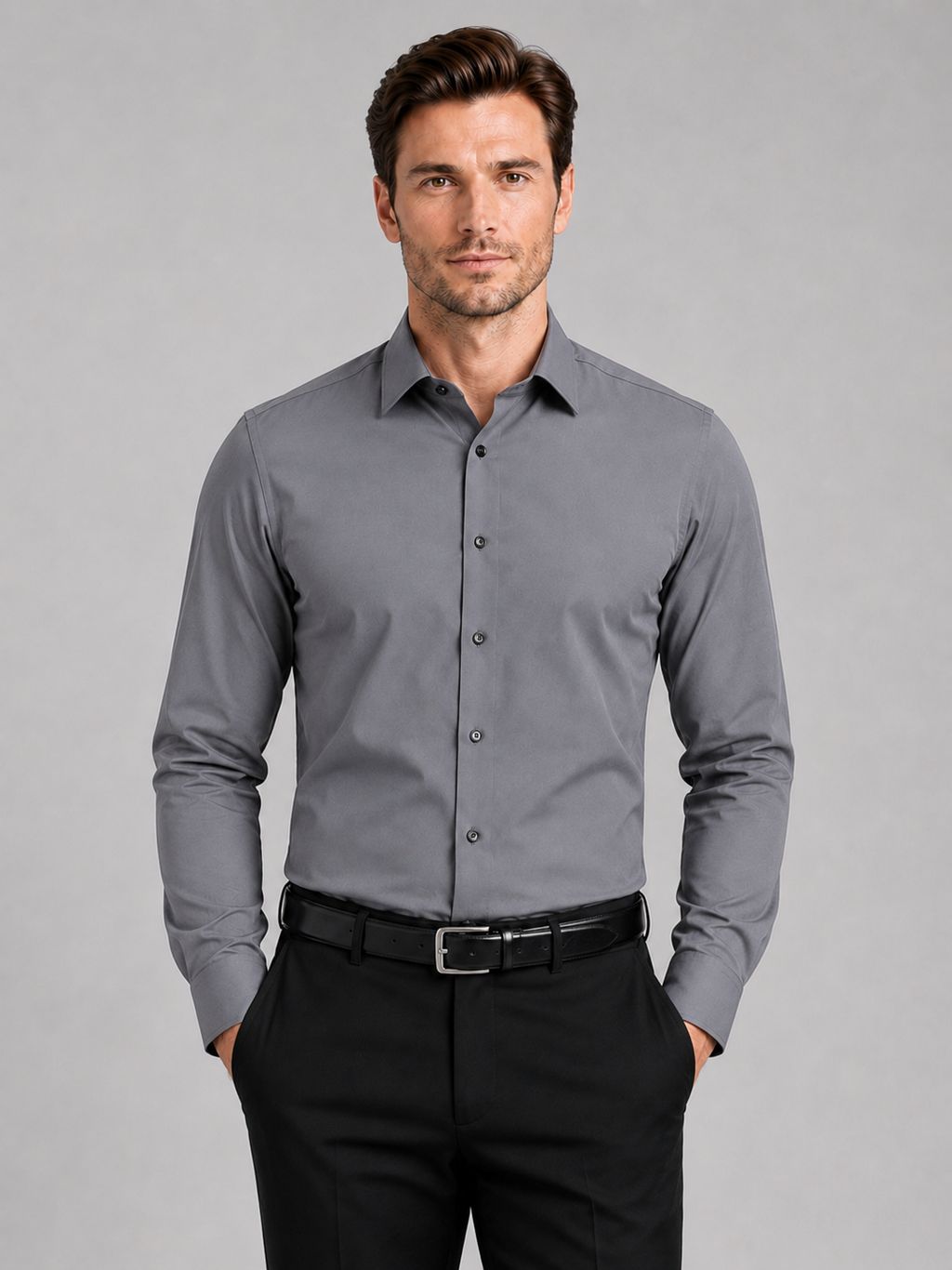 Business Casual Button Down Shirts in Gray