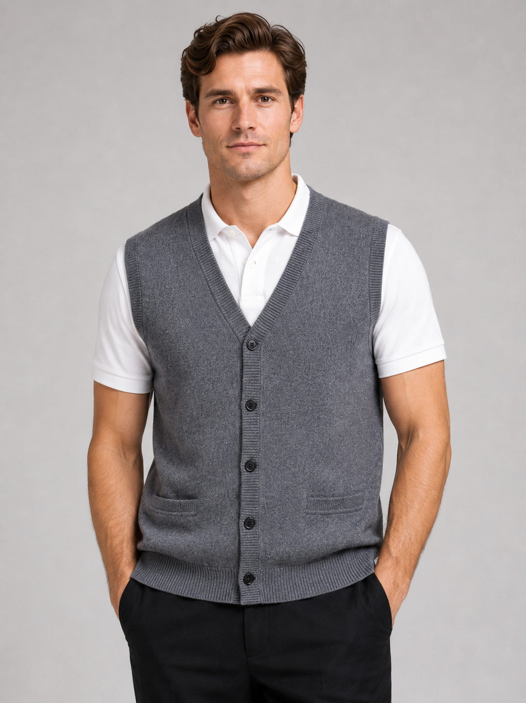 Sleeveless Sweater Men's in Gray