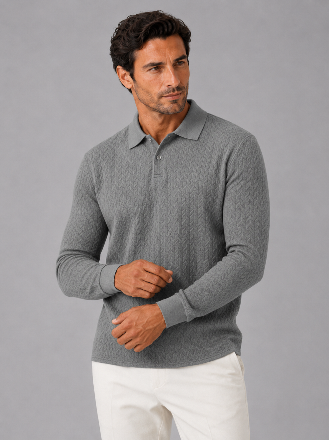 Men's Long Sleeve Polo Shirt – Smooth Knit Business Casual Polo | Nero & Luya