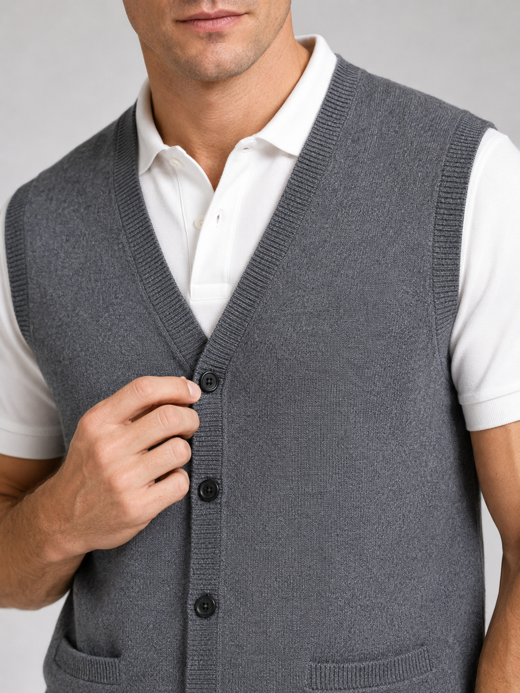 Sleeveless Sweater Men's in Gray