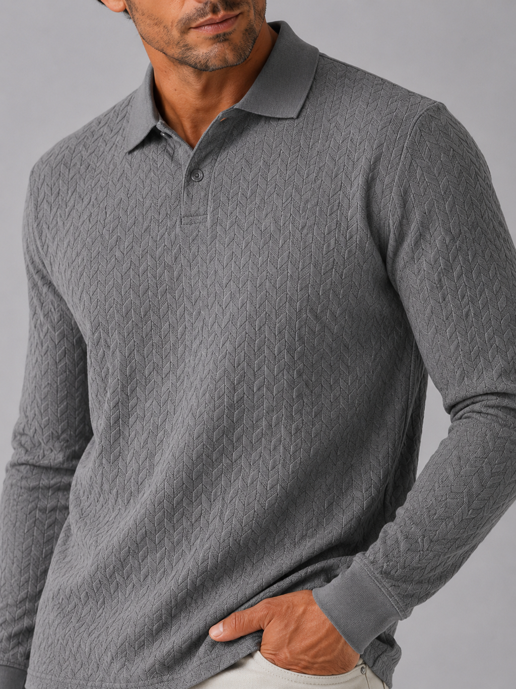 Men's Long Sleeve Polo Shirt – Smooth Knit Business Casual Polo | Nero & Luya