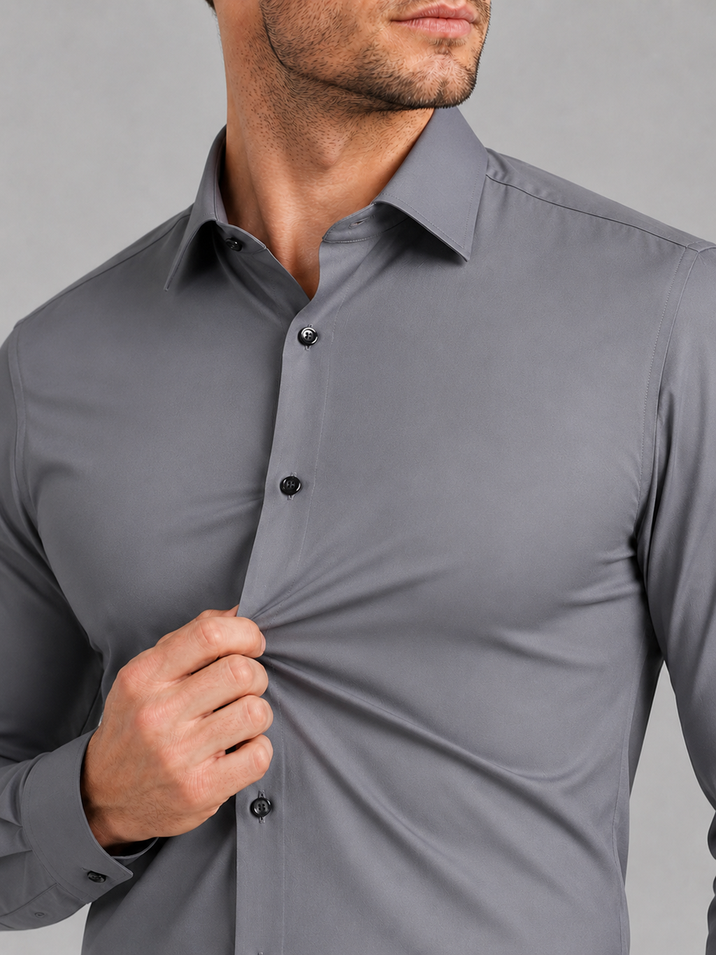 Business Casual Button Down Shirts in Gray