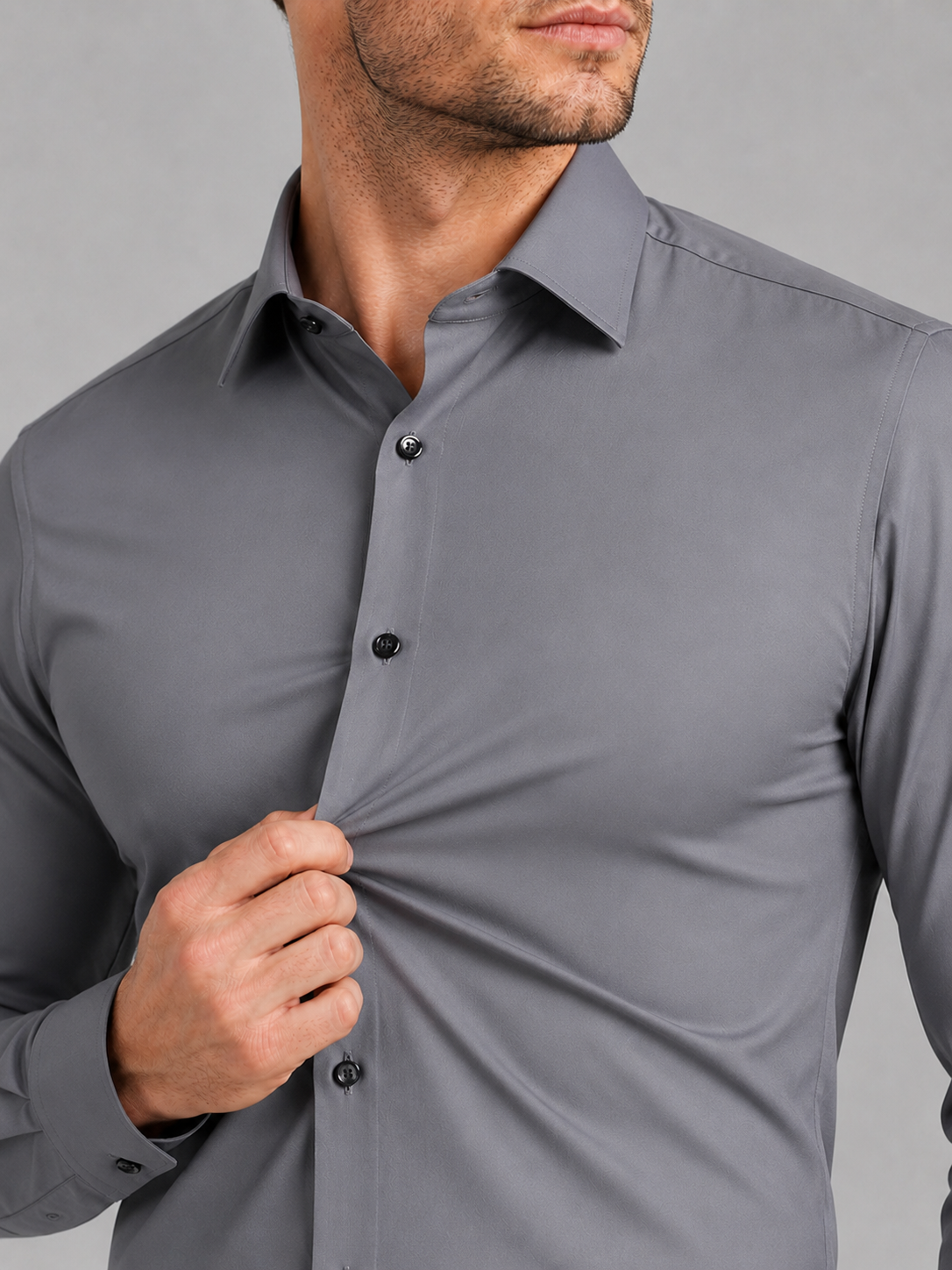 Business Casual Button Down Shirts in Gray