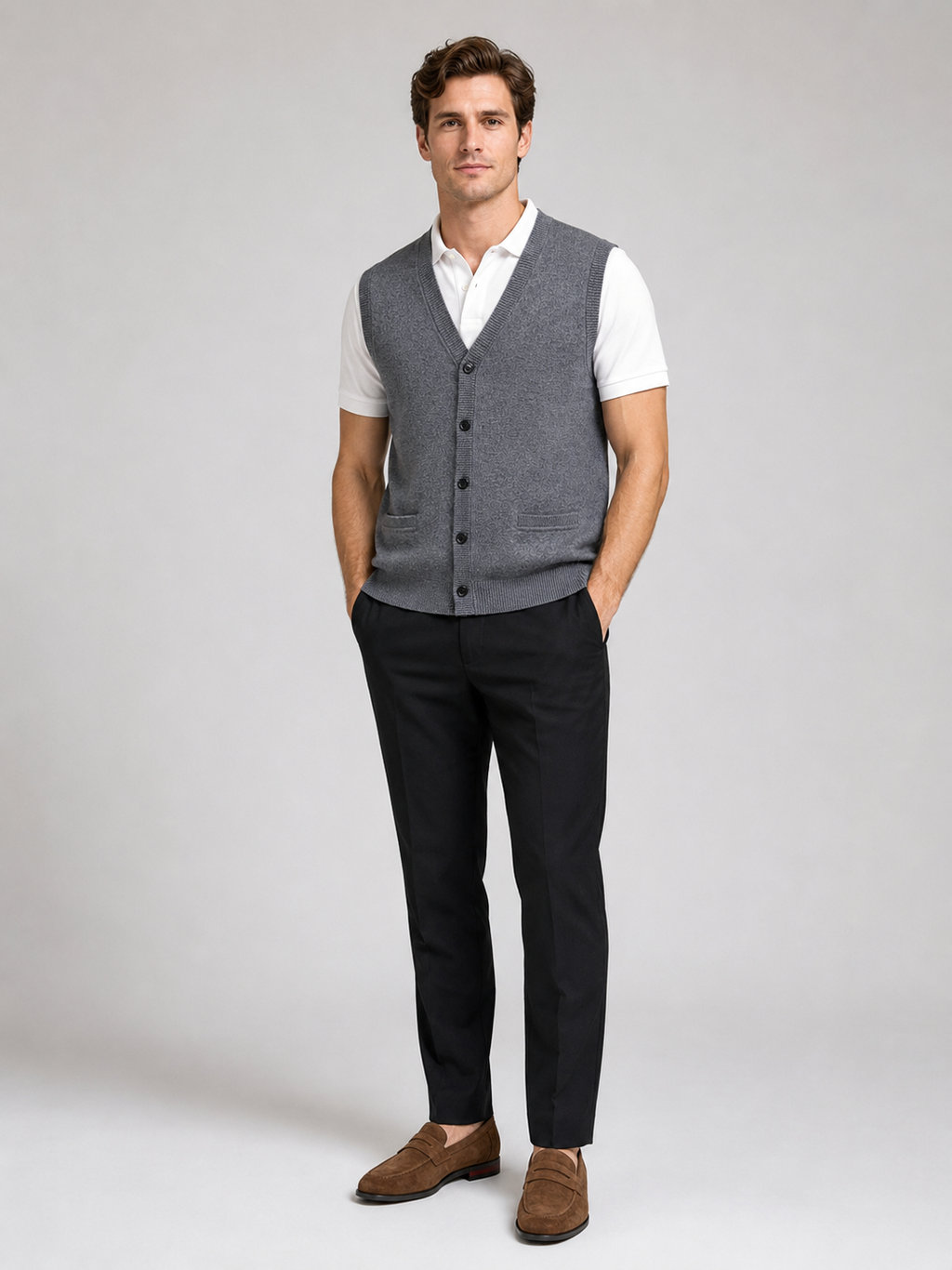 Sleeveless Sweater Men's in Gray