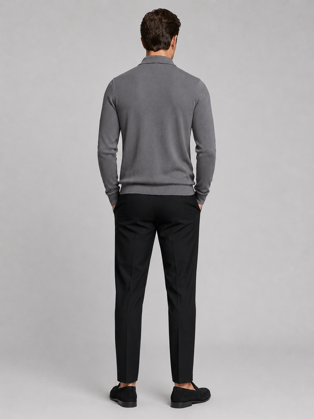 Men's Quarter Zip Long Sleeve Polo – Regular Fit Smooth Knit Top | Nero & Luya