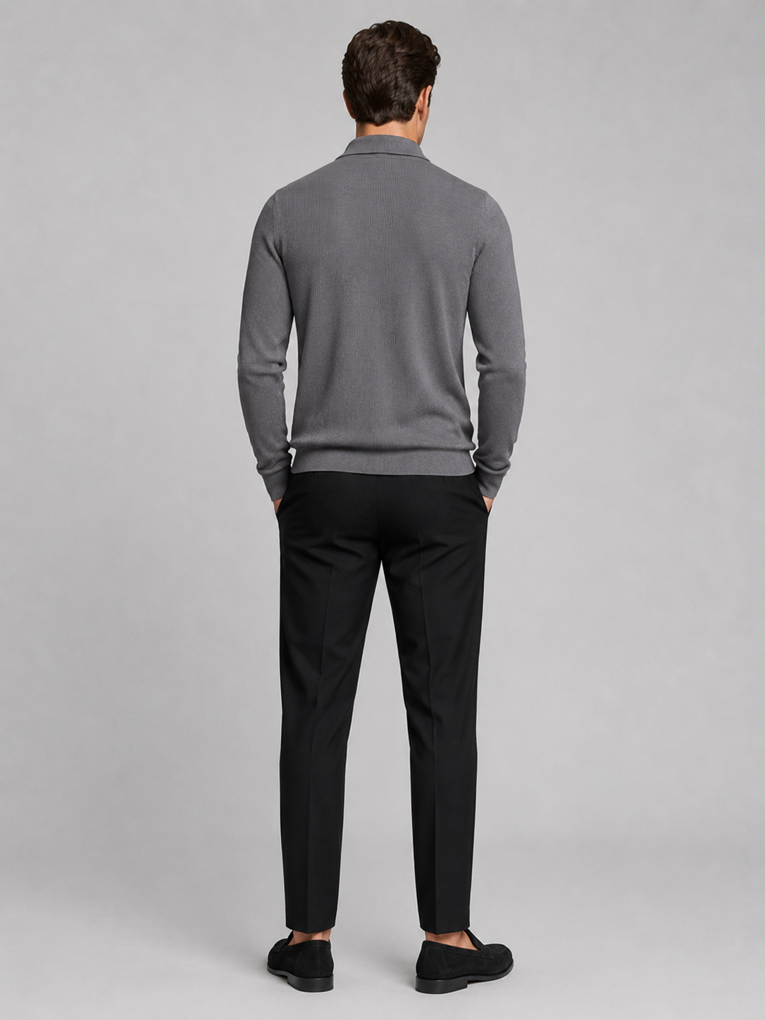 Men's Quarter Zip Long Sleeve Polo – Regular Fit Smooth Knit Top | Nero & Luya