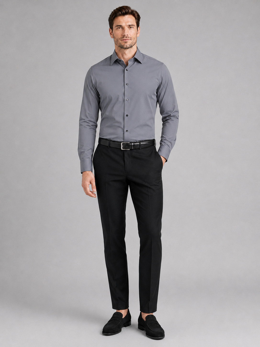 Business Casual Button Down Shirts in Gray
