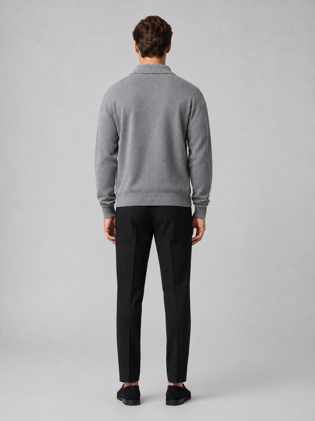 Men's Knit Polo in Gray