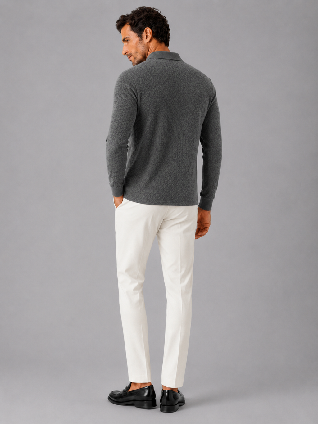 Men's Long Sleeve Polo Shirt – Smooth Knit Business Casual Polo | Nero & Luya