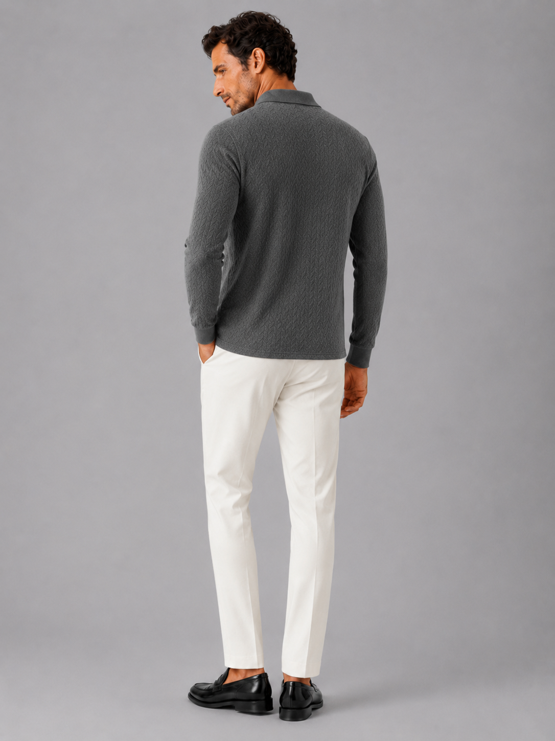 Men's Long Sleeve Polo Shirt – Smooth Knit Business Casual Polo | Nero & Luya