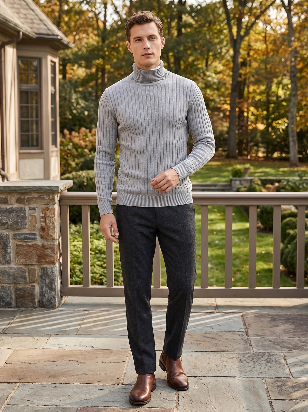 Men's Turtleneck Sweater in Gray