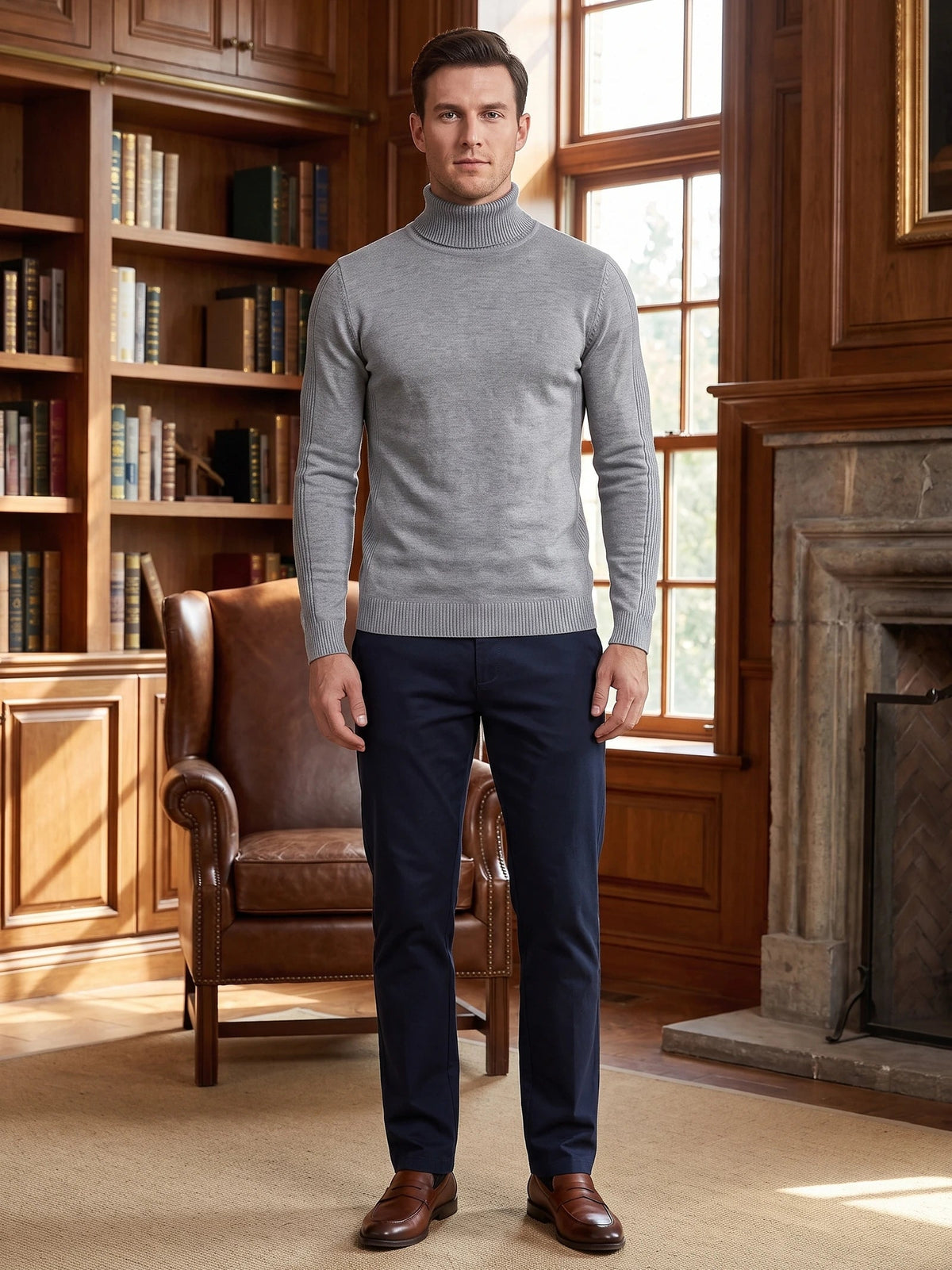 Men's Turtleneck Sweater in Gray