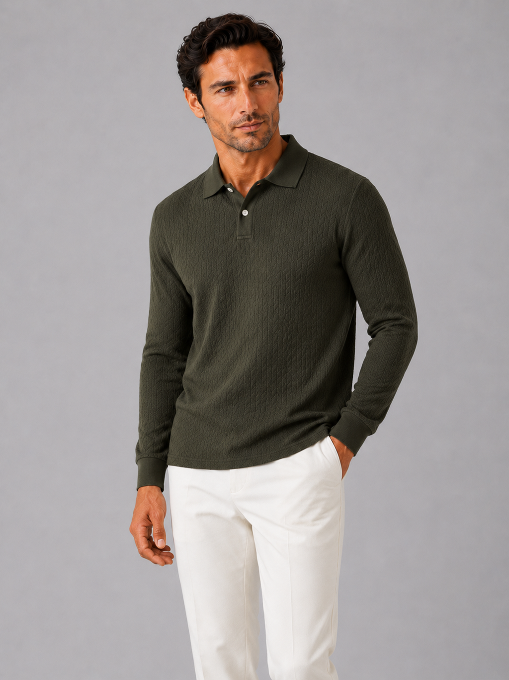 Men's Long Sleeve Polo Shirt – Smooth Knit Business Casual Polo | Nero & Luya