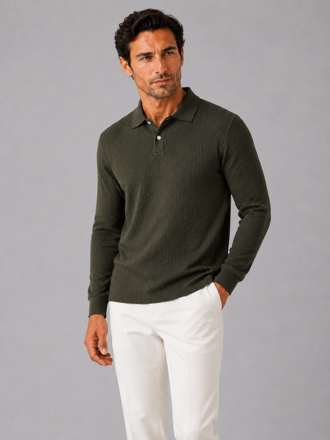 Men's Long Sleeve Polo Shirt – Smooth Knit Business Casual Polo | Nero & Luya