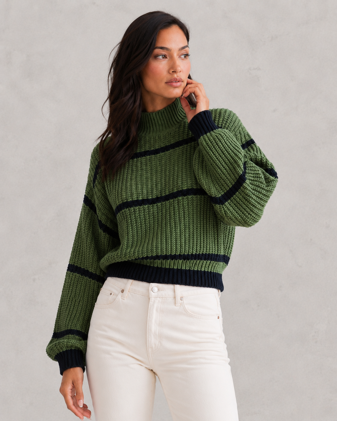 Mock Neck Sweater in Green