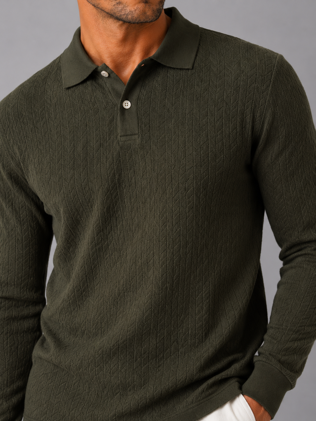 Men's Long Sleeve Polo Shirt – Smooth Knit Business Casual Polo | Nero & Luya