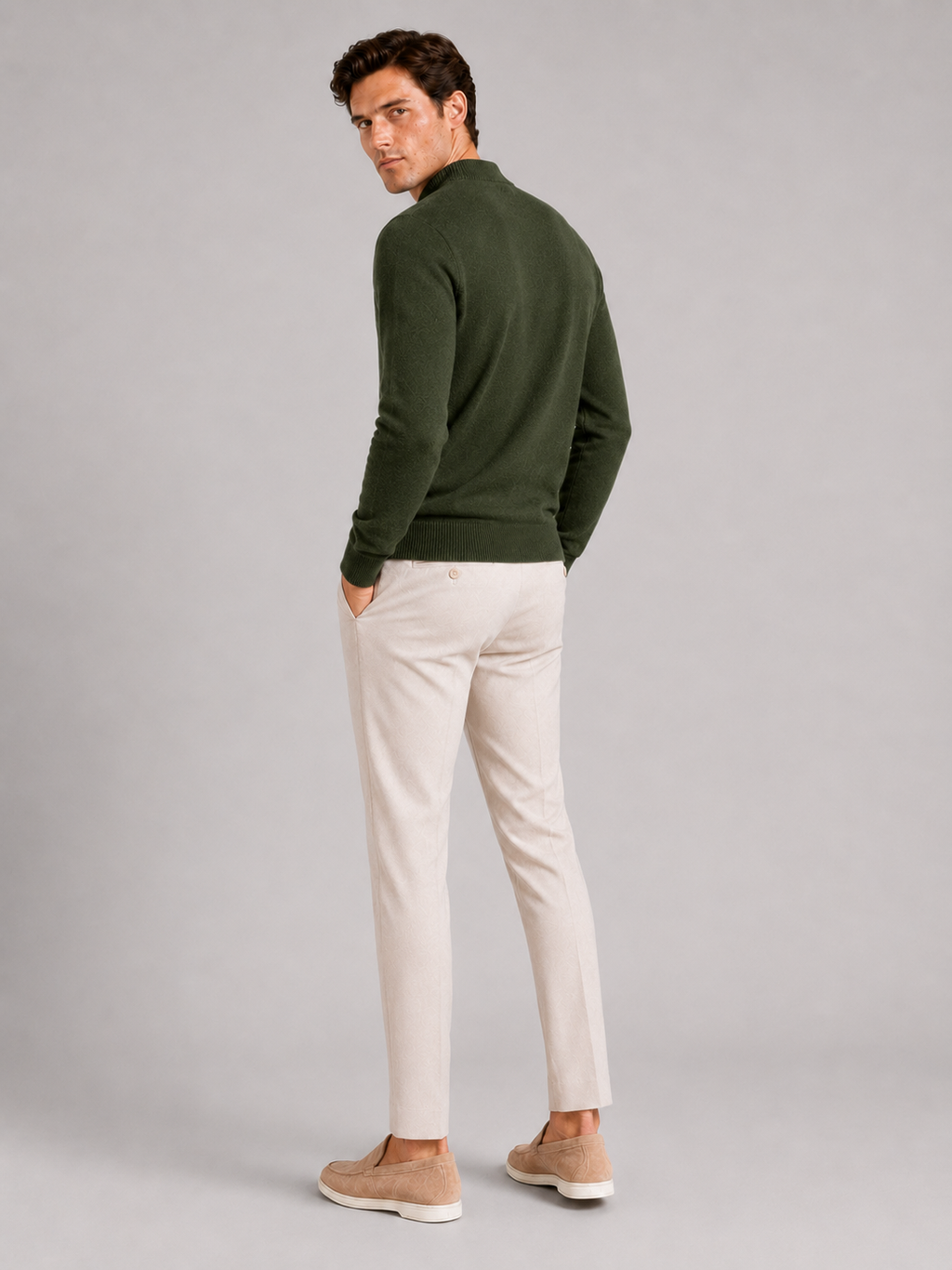 Mock Neck Pullover in Green