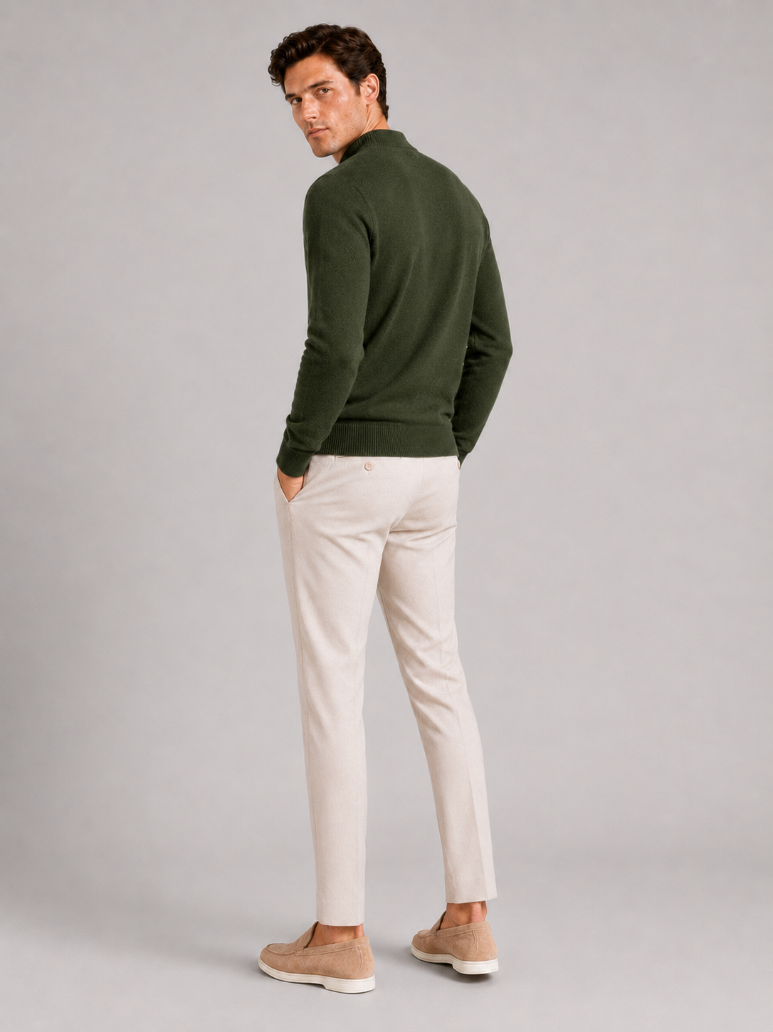 Mock Neck Pullover in Green