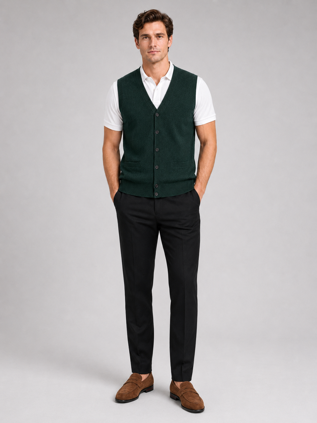Sleeveless Sweater Men's in Green