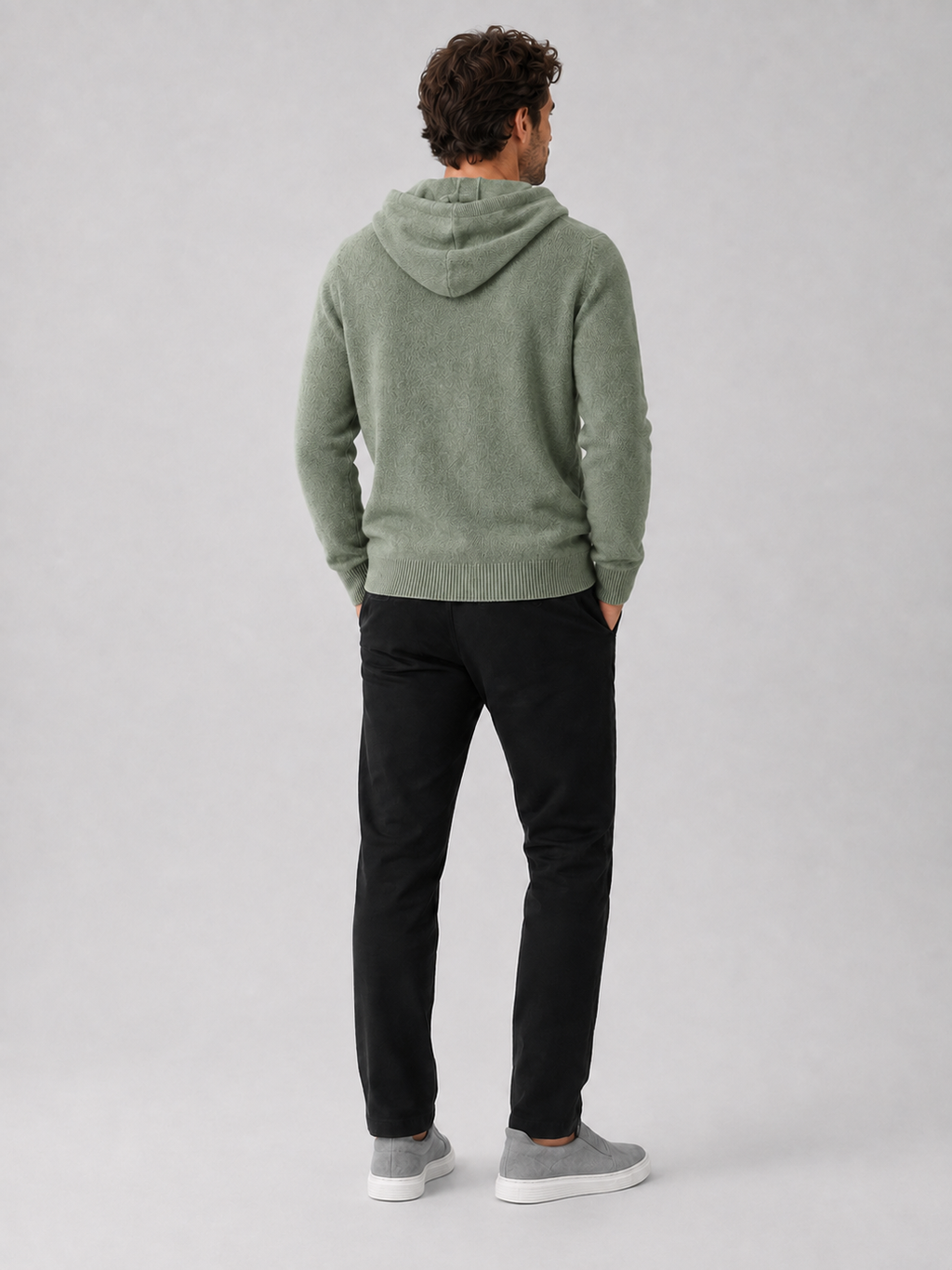 Men's Grey Hooded Sweatshirt in Green