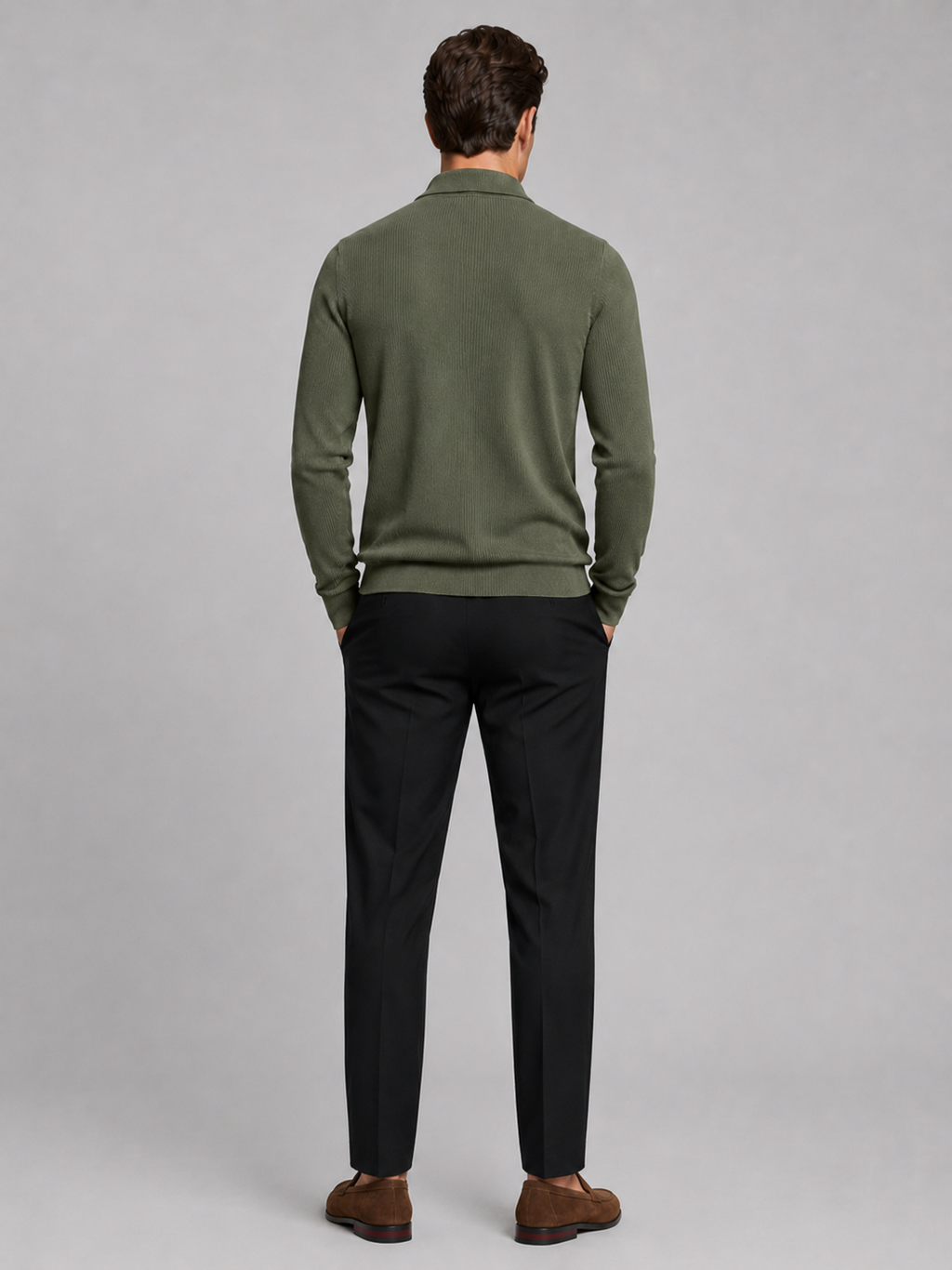 Men's Quarter Zip Long Sleeve Polo – Regular Fit Smooth Knit Top | Nero & Luya