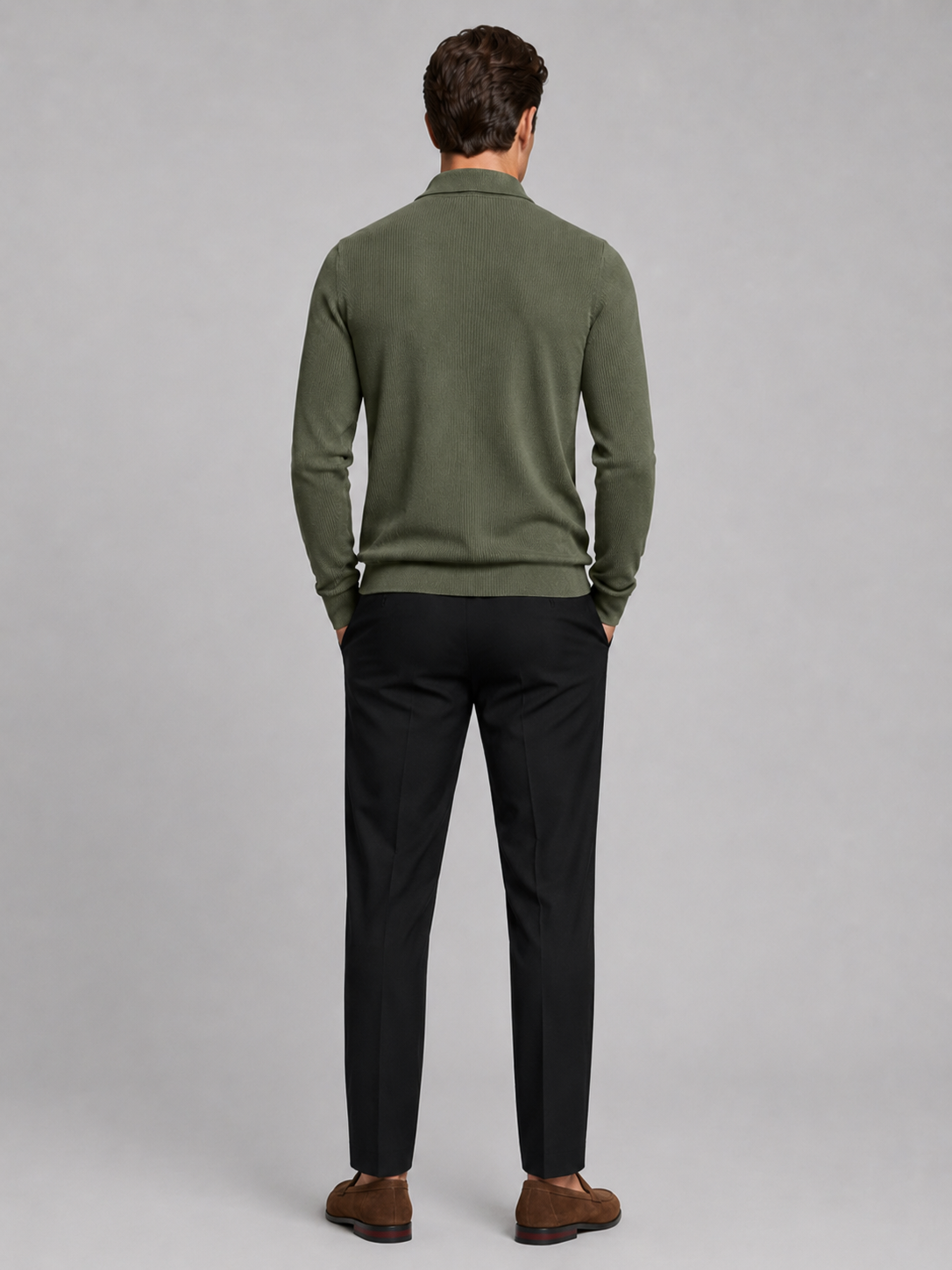 Men's Quarter Zip Long Sleeve Polo – Regular Fit Smooth Knit Top | Nero & Luya