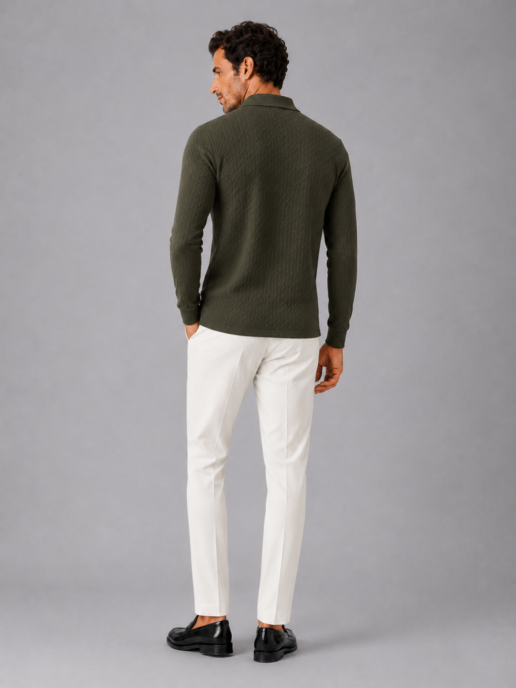 Men's Long Sleeve Polo Shirt – Smooth Knit Business Casual Polo | Nero & Luya