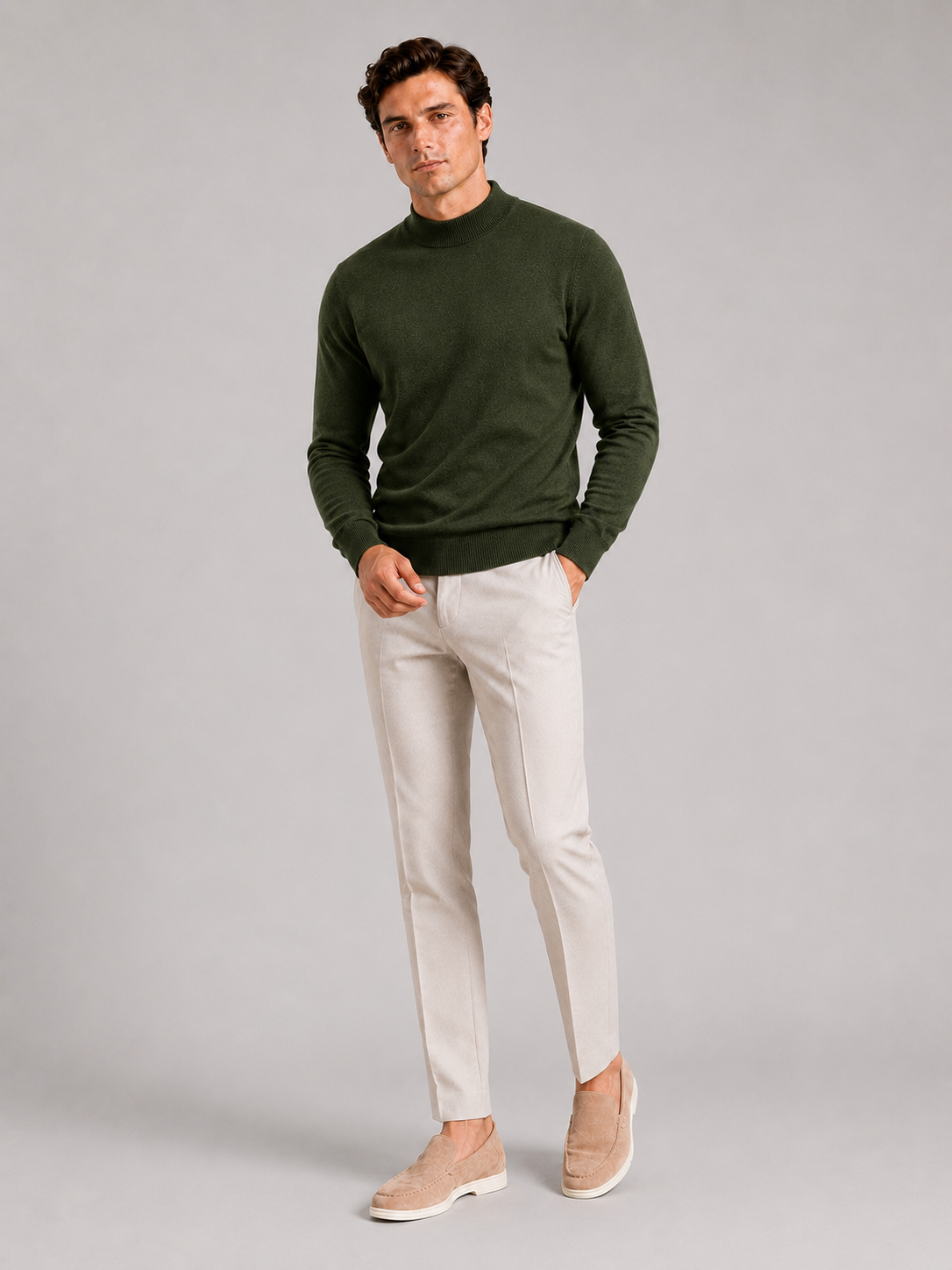 Mock Neck Pullover in Green