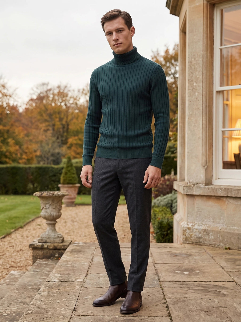 Men's Turtleneck Sweater in Green