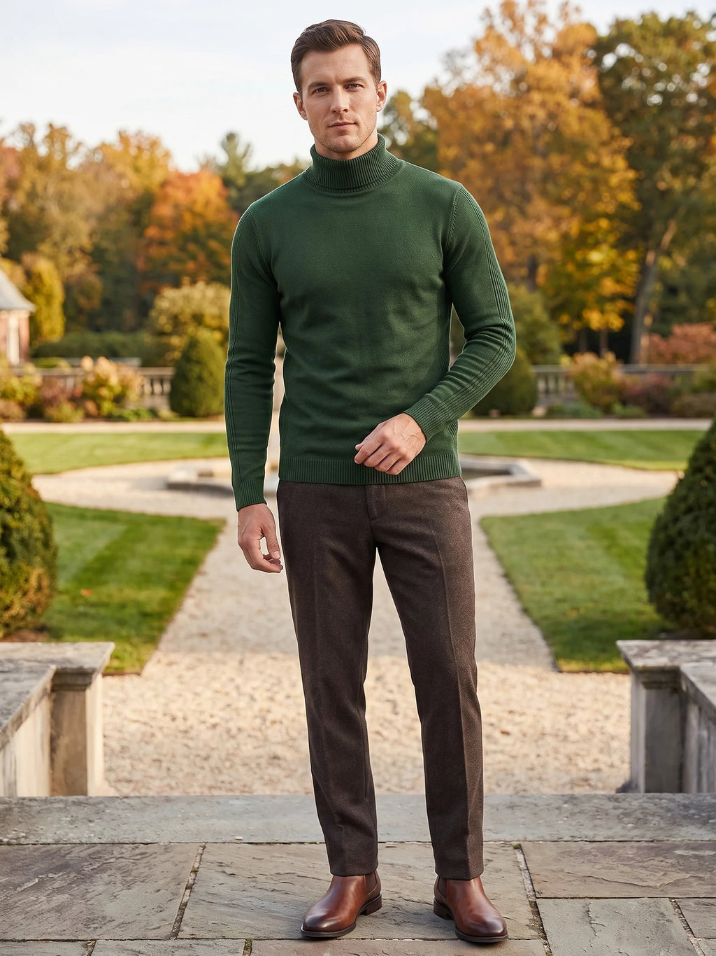 Men's Turtleneck Sweater in Green