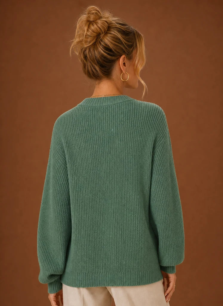 Women's V-Neck Knit Cardigan - Button Front Long Sleeve Sweater | Nero & Luya