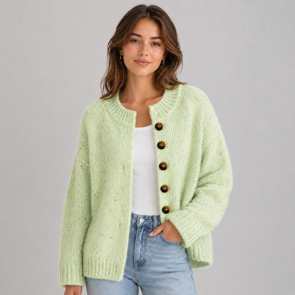 Cardigan in Green Pinellia