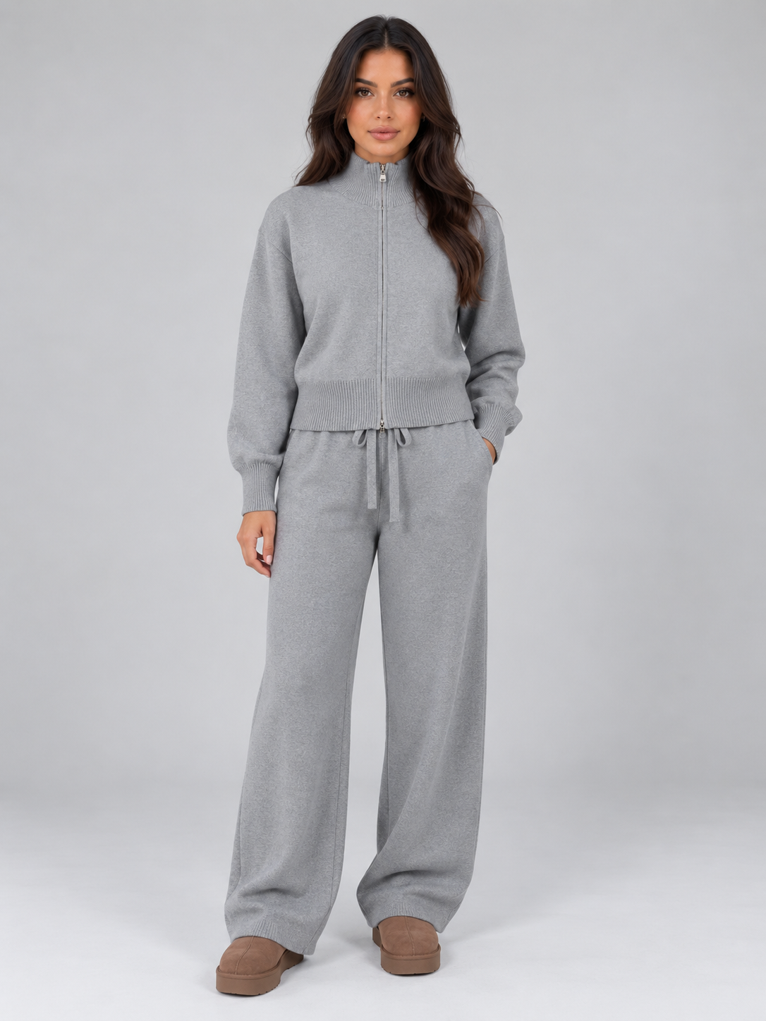 Knit Co-Ord Set in Grey