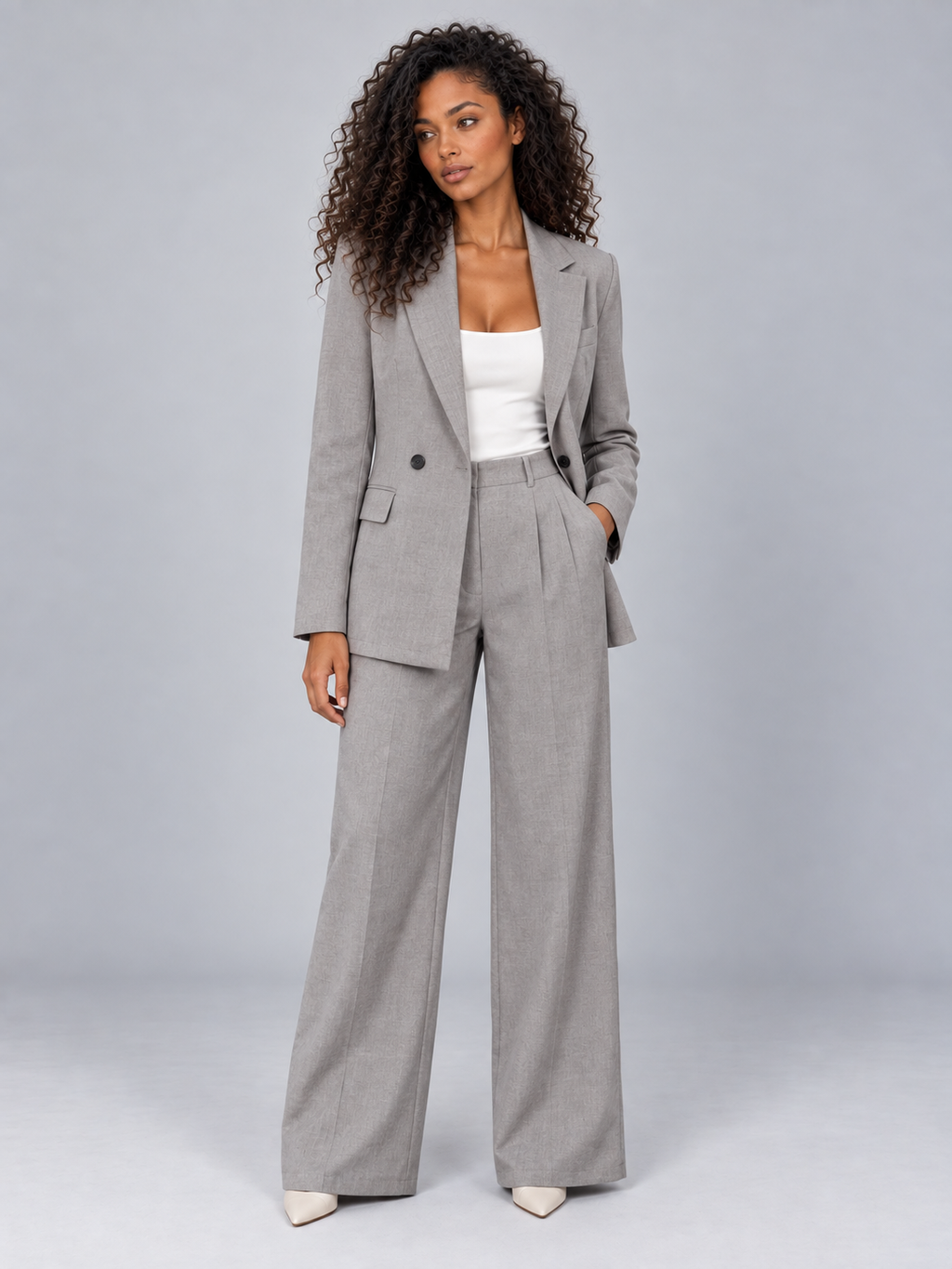 Trouser Suit Set in Grey