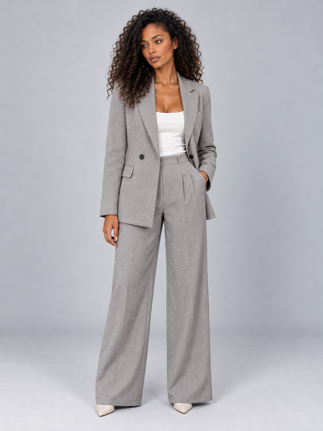 Trouser Suit Set in Grey