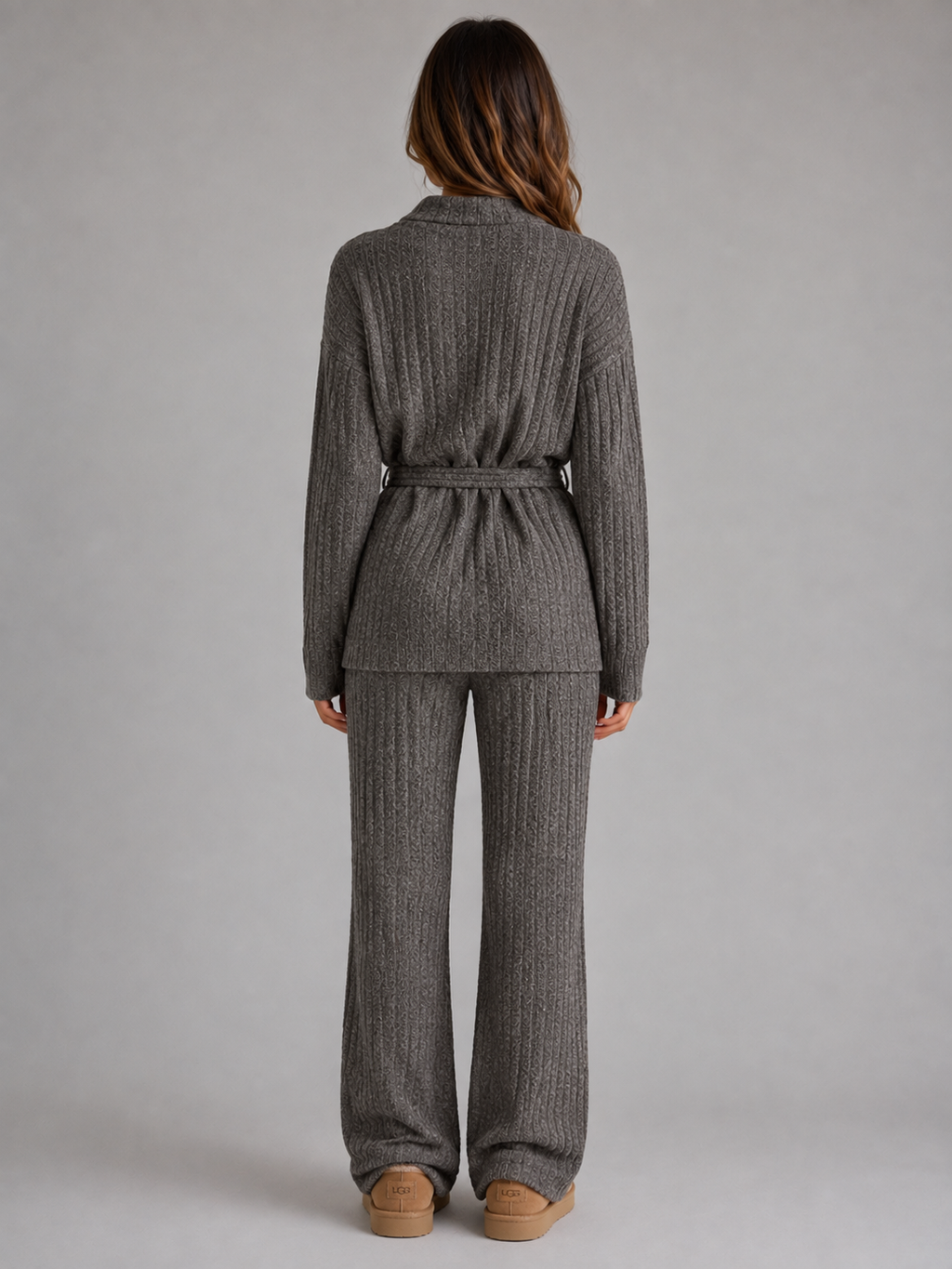 Knit Two-Piece Set in Grey