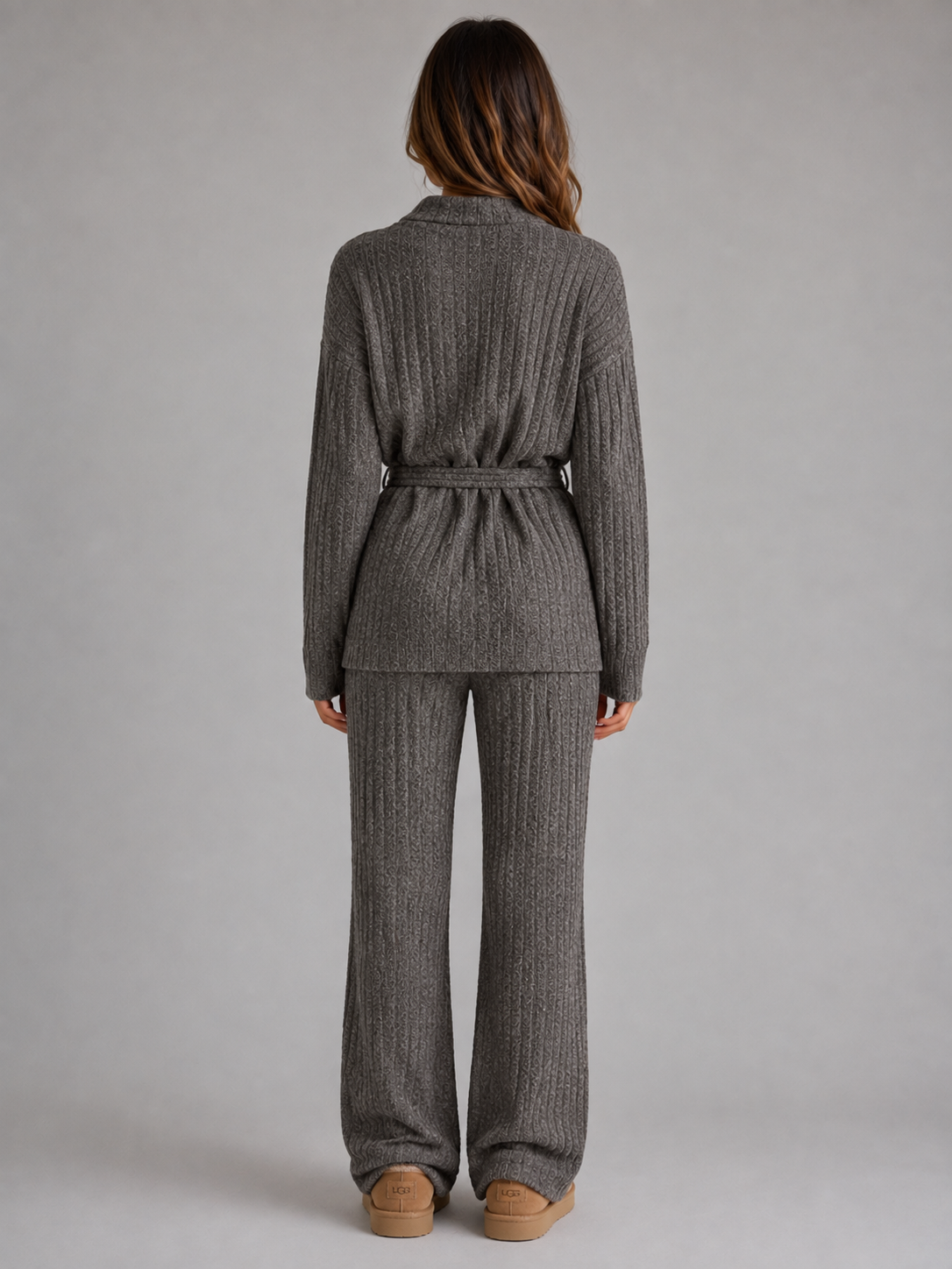Knit Two-Piece Set in Grey